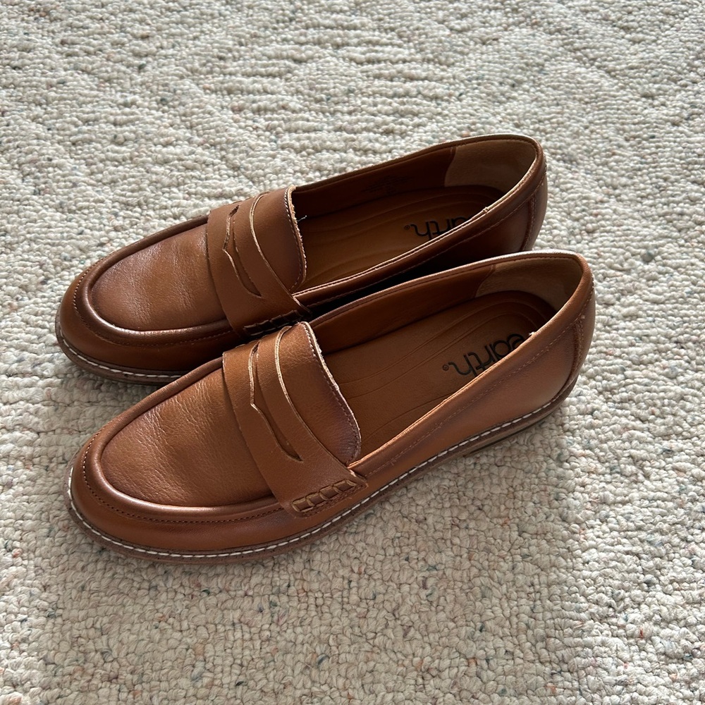 Earth Tan Leather Slip-On Loafers